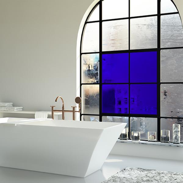 Film adhésif bleu ocean transparent, largeur 152 cm , longueur à partir de 2 m