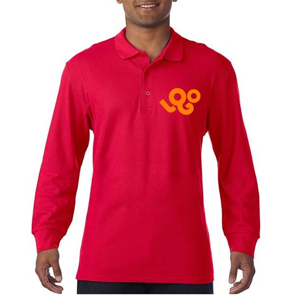 Polo personnalisé homme , 100% coton 220g , manches longues , plaquette renforcée 3 boutons , imprssion quadri