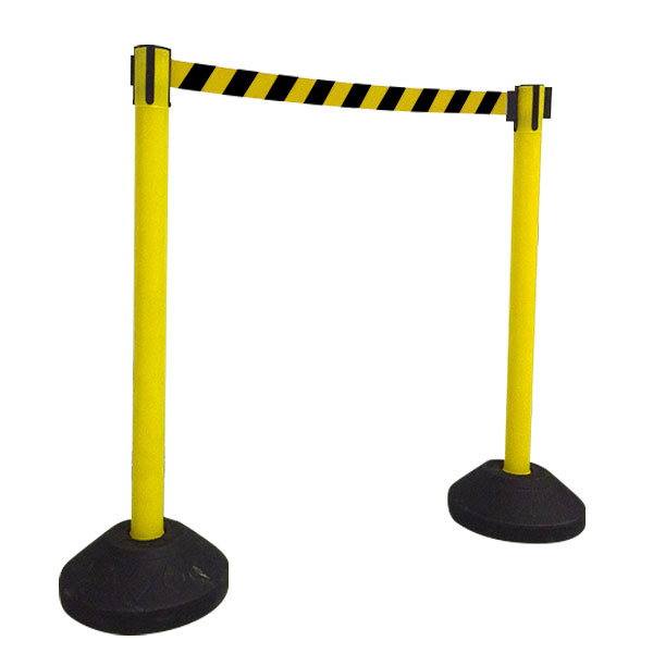 2 Poteaux de signalisation jaune avec embase PVC, lot de 6 unités 