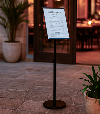 porte menu sur pied noir